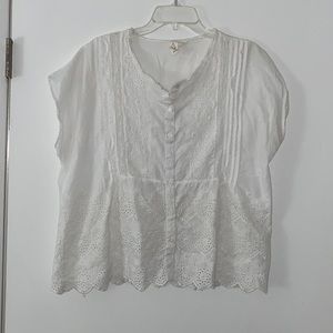 Oversized White Eyelet Blouse